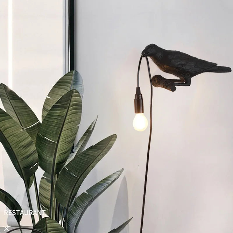 Designer Bird Wall Lamp Modern Resin White Black LED Light Bedroom Living Room