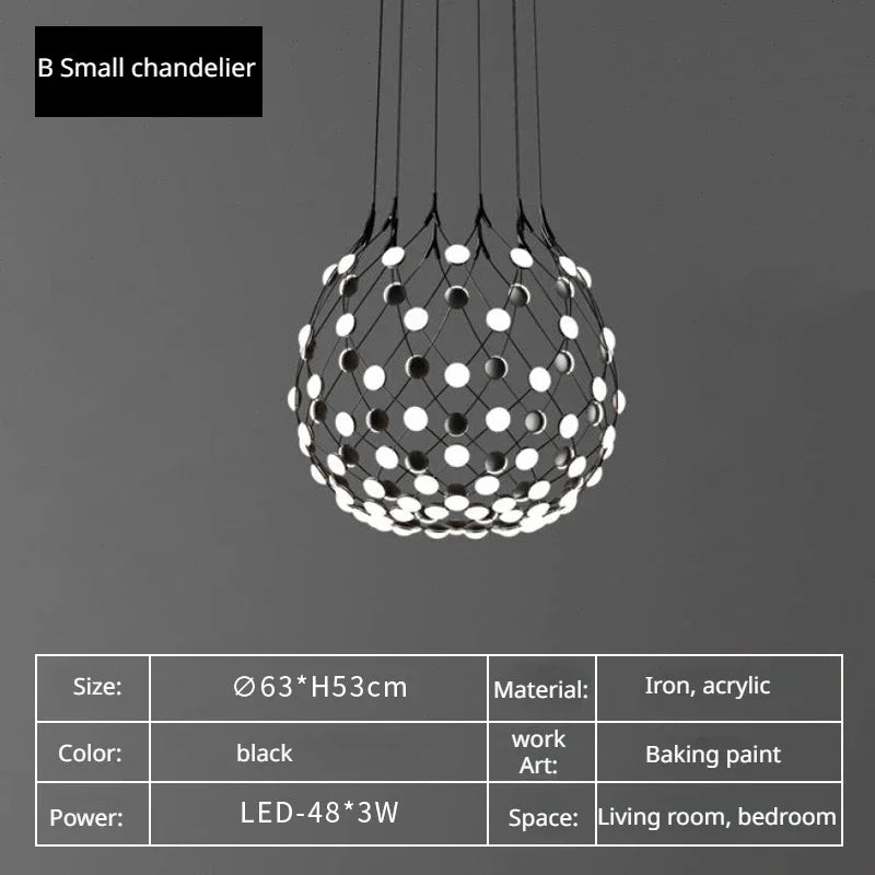 Mesh Ceiling Chandelier: Industrial Living Room Pendant Light for Home Decor