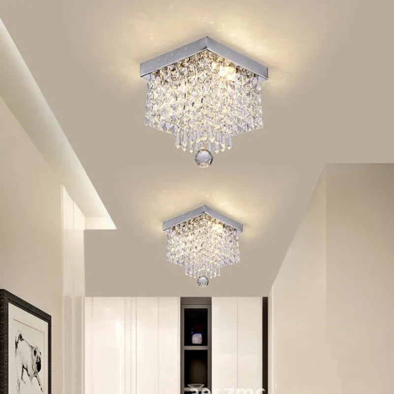 Crystal Square Ceiling Lamp: Elegant Lighting for Corridor, Ladder, Entrance