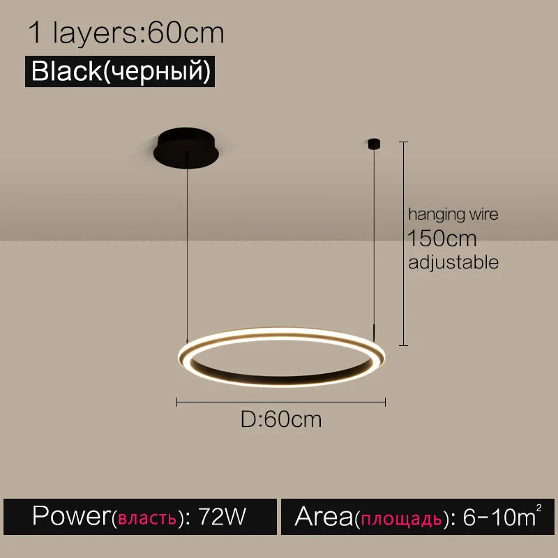 Modern Luxury Ring Chandelier for Living Room, Bedroom, and Restaurant