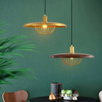 Walnut Metal Saucer Pendant Light - LED Hanging Lamp for Modern Home Decor