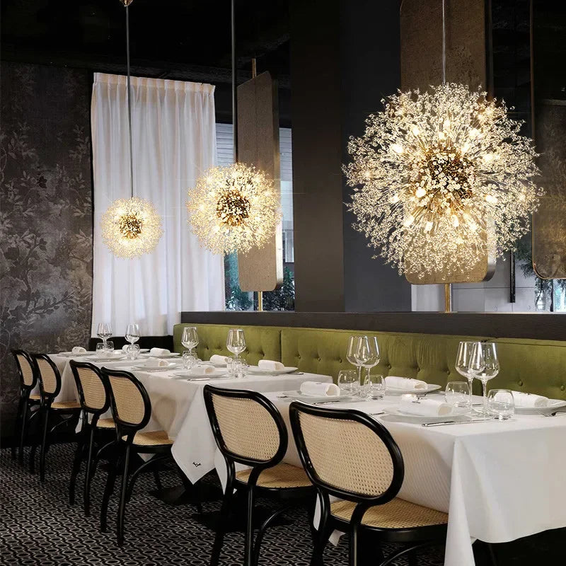 Modern Crystal LED Dandelion Chandelier for Home Living Room Dining Hall Decor