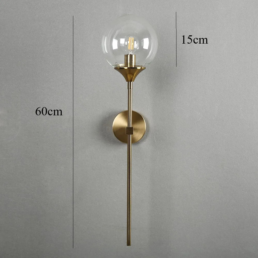 Gold Glass Ball Wall Lamp for Living Room Decor