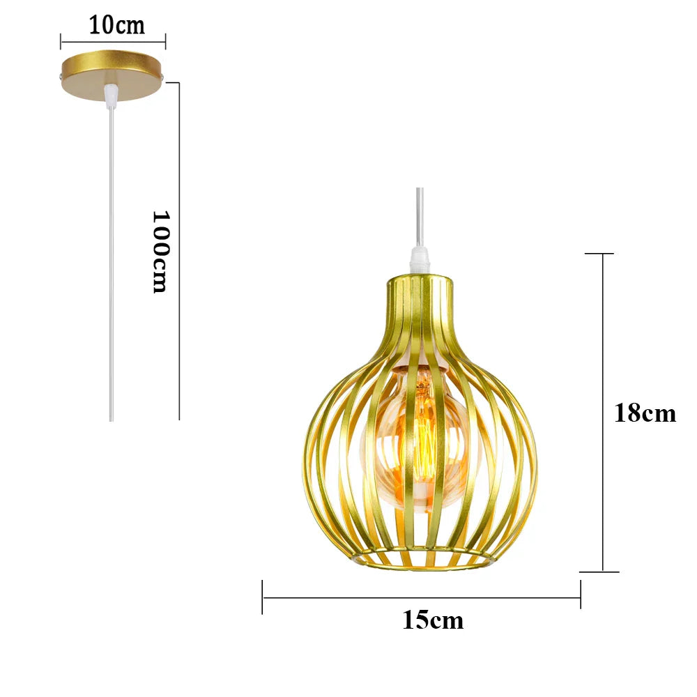 Industrial Cage LED Pendant Light for Modern Vintage Chandelier in Living Room
