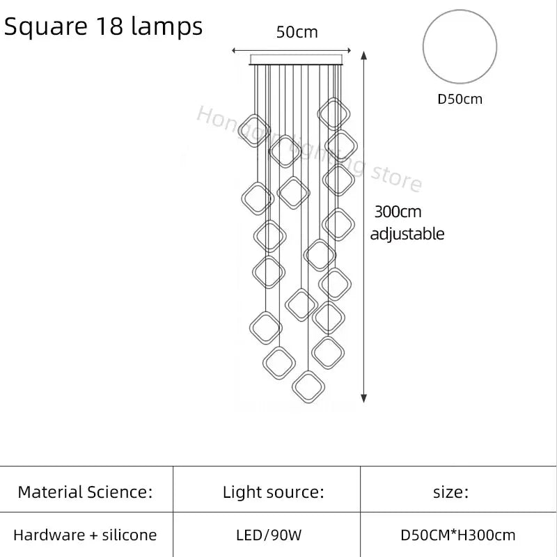Modern Chandelier Luxury Villa Staircase Lighting by Afralia™