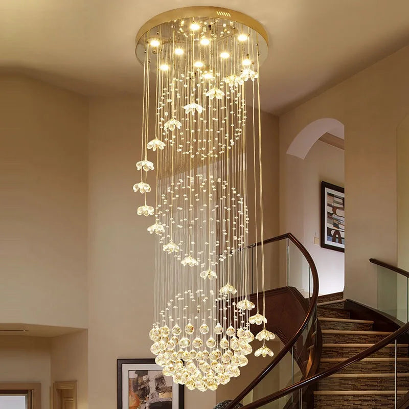 Spiral Long Chandelier: Modern Nordic Loft Staircase Pendant Lamp