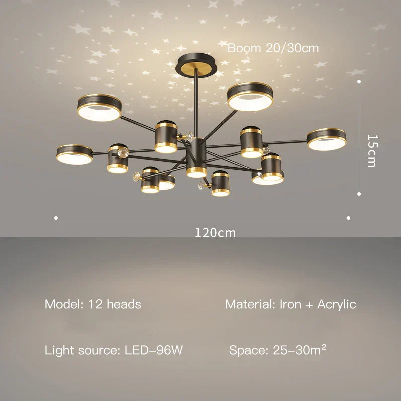 Modern LED Chandelier | Smart Remote Ceiling Pendant Light for Home Decor