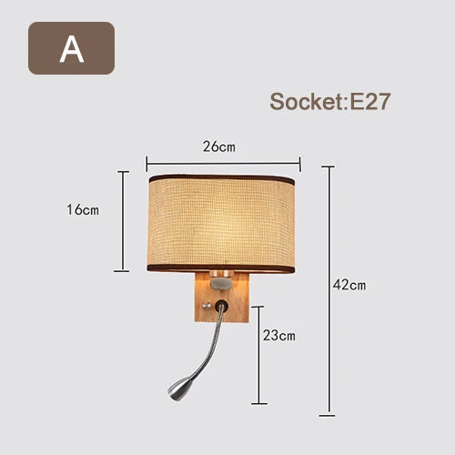 Modern Wood Iron LED Wall Lamp for Living Room Bedroom Lighting Sconce Nightlight