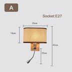Modern Wood Iron LED Wall Lamp for Living Room Bedroom Lighting Sconce Nightlight