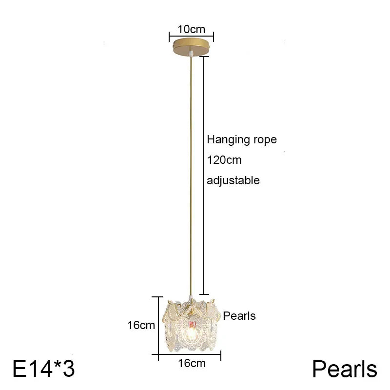 Carved Glass Pearl Chandelier for Dining Room, Living Bedroom, Study, Balcony - LED Pendant Lighting