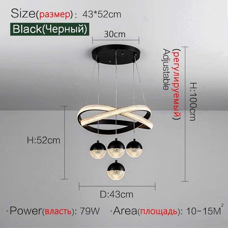 Modern Art Three-Head Chandelier for Dining Room and Bedroom