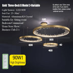 Crystal LED Chandelier Circle Hanging Lamp - Modern Luxury Dimmable Lighting