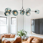 Glass Branch Ceiling Chandelier with Multi Color Lampshades