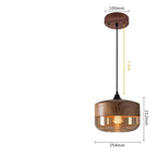 Wood Color Glass LED Pendant Light for Bedroom Dinning Living Room