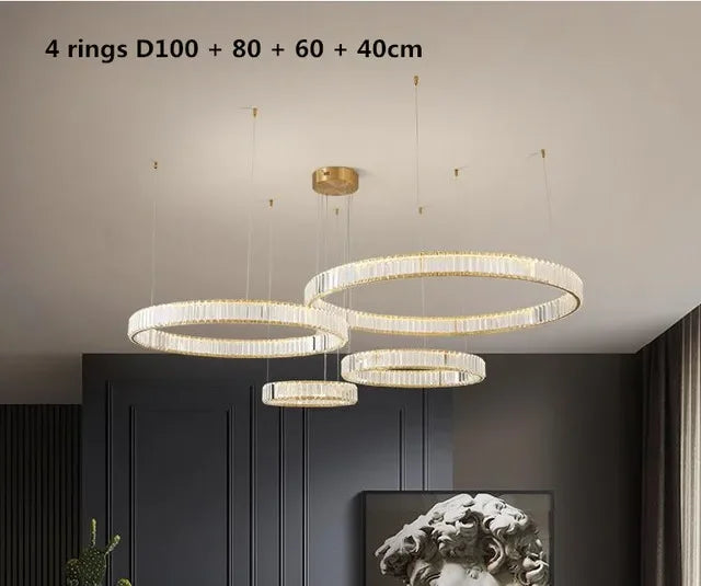 Luxury Crystal Round Pendant Chandelier for Living Room & Bedroom