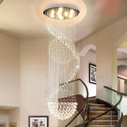Modern Crystal Staircase Chandelier for Living Room Lobby LED Home Lighting Fixture