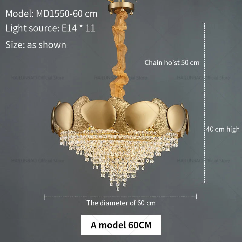 Elegant Crystal Chandelier for Villa Hotel Project Bedroom Restaurant Living Room