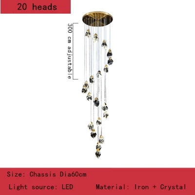 Nordic Villa Crystal Pendant Lights Chandelier for Home Living Room Bedroom Kitchen Shop