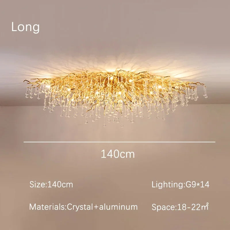 Gloss Light Luxury Crystal Ceiling Chandelier for Living Room & Dining Room