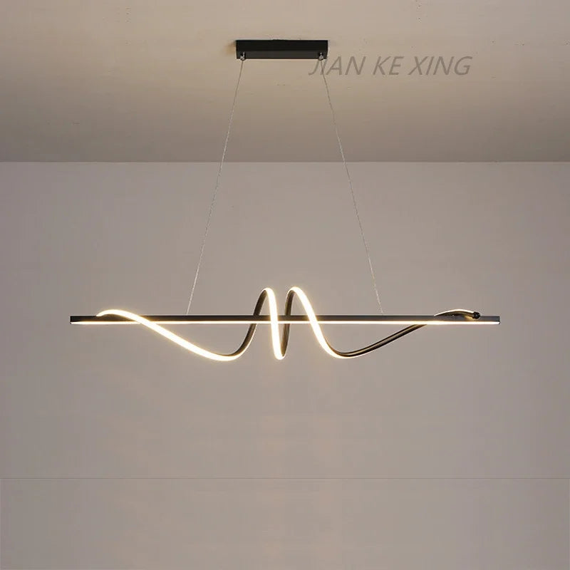 Modern Curved Dining Table Pendant Lamp LED Suspension Lighting