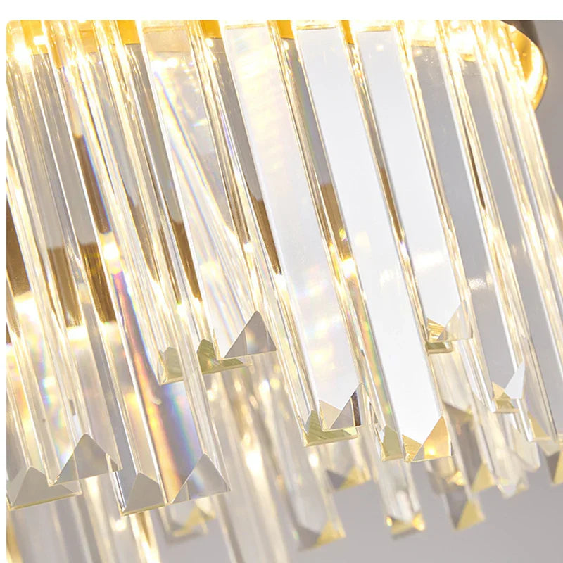 Gold Crystal Ceiling Chandelier | Luxury Indoor Lighting for Living & Dining Room