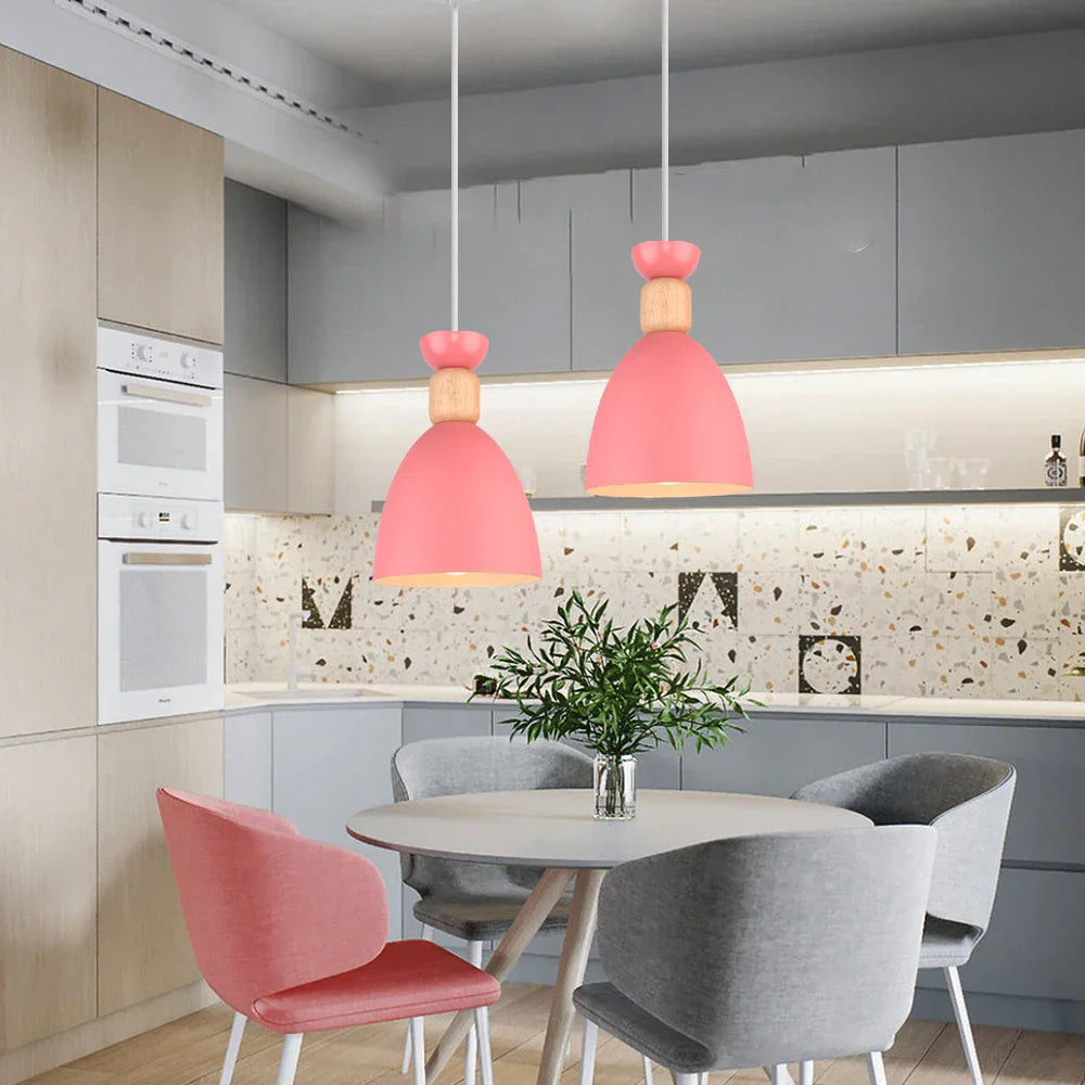 Nordic Pink Chandelier LED Pendant Light Modern Minimalist Ceiling Lamp