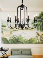 Iron Vintage Candle Chandelier: Retro French Style Pendant Light