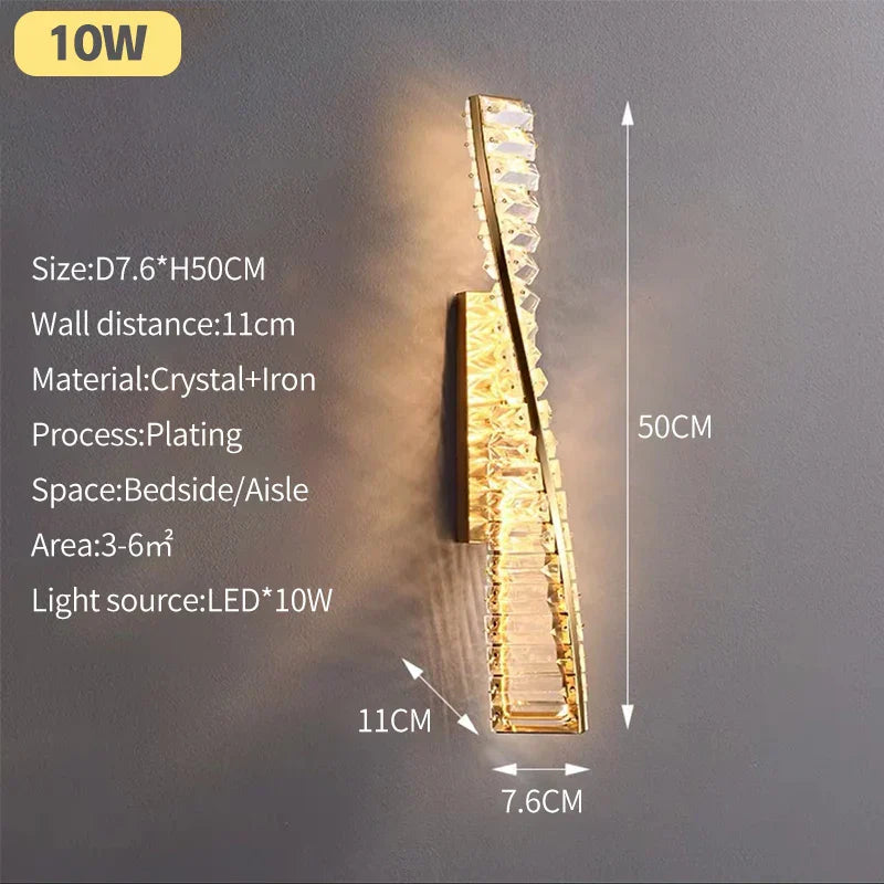 Gold Steel Rings Crystal Pendant Light