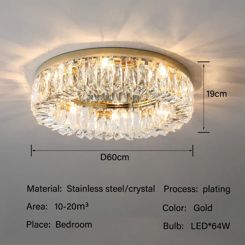 Crystal LED Ceiling Lights: Luxury Lighting Fixture for Living, Dining, Kitchen, and Bedroom