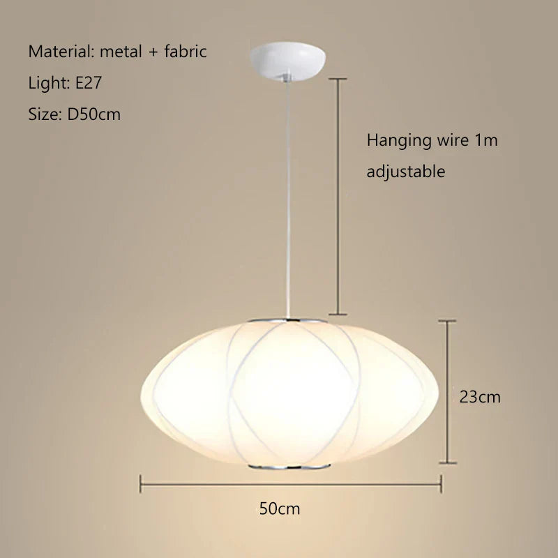 Tatami Fabric Shade LED Pendant Lights for Living Dining Bedroom