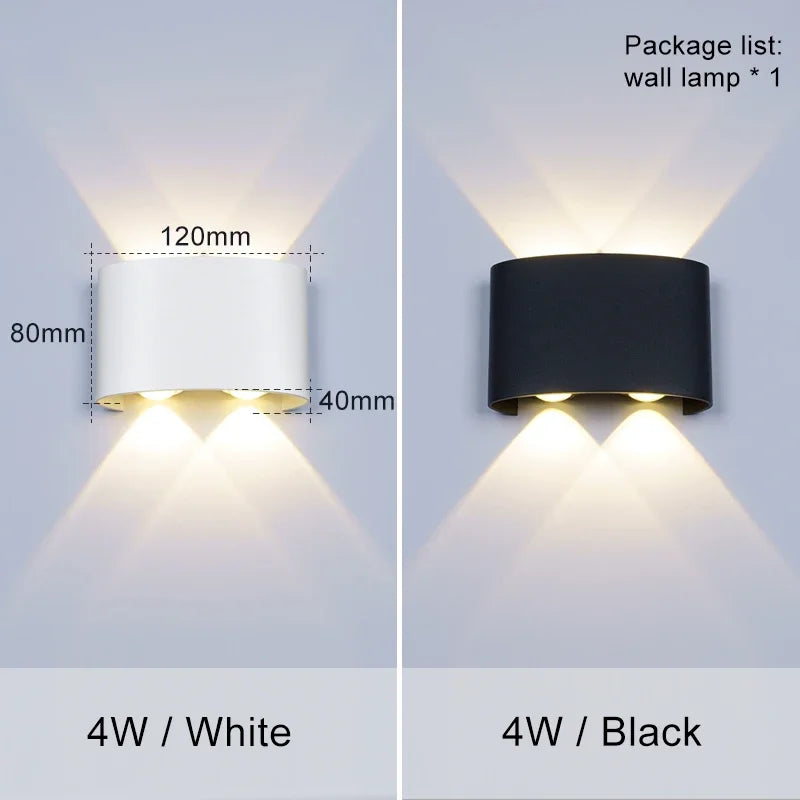 Nordic LED Aluminum Outdoor Wall Lamp Up Down Modern Lighting for Home & Bathroom