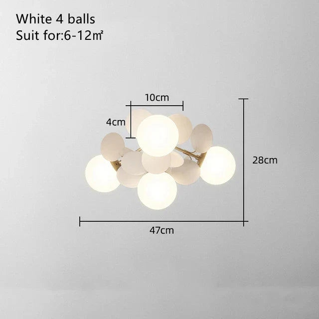 Kids' Room Glass Ball Chandelier, Modern LED Ceiling Light Fixture