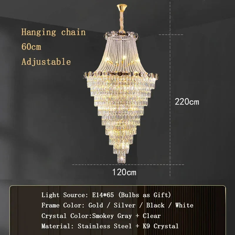 Modern Crystal Chandeliers for Luxury Living Room Staircase Lighting
