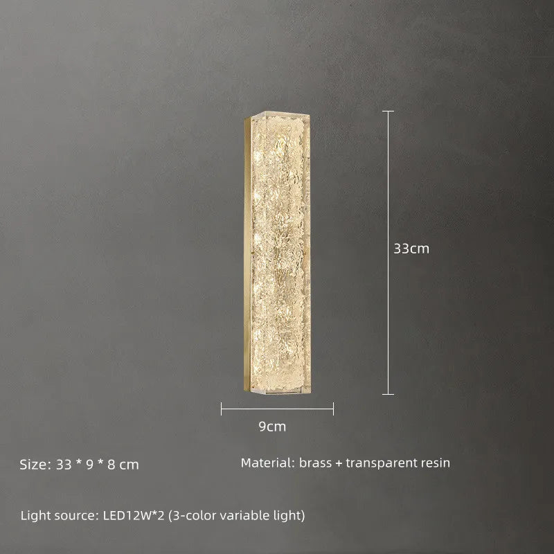 Copper Crystal LED Wall Lamp for Living Room, Postmodern Bedside Light