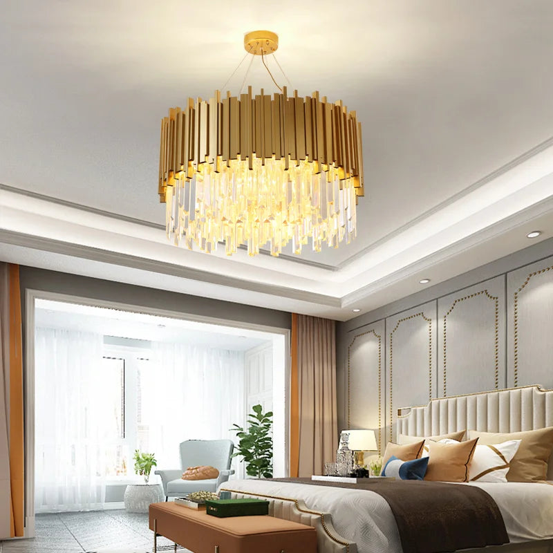 Stainless Steel Crystal Chandelier for Duplex Building, Hotel, Club and Living Room