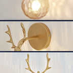 Retro Antlers Glass Ball Wall Lamp for Indoor LED Decor Lighting
