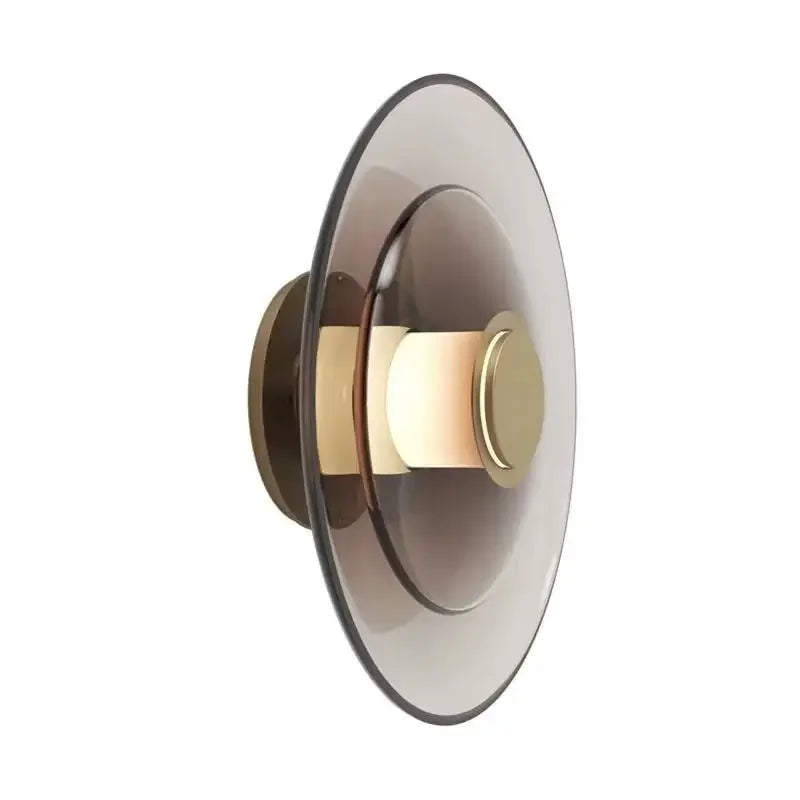 Amber Glass Disc Wall Lamp LED Modern Minimalist Sconce Lighting