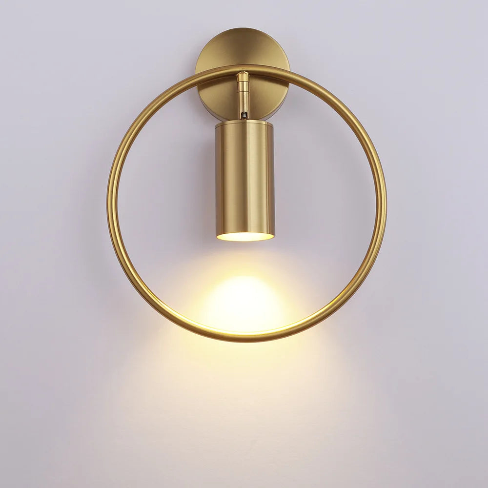 Brass Gold Ring Adjustable LED Wall Sconce Light for Home Hotel Corridor