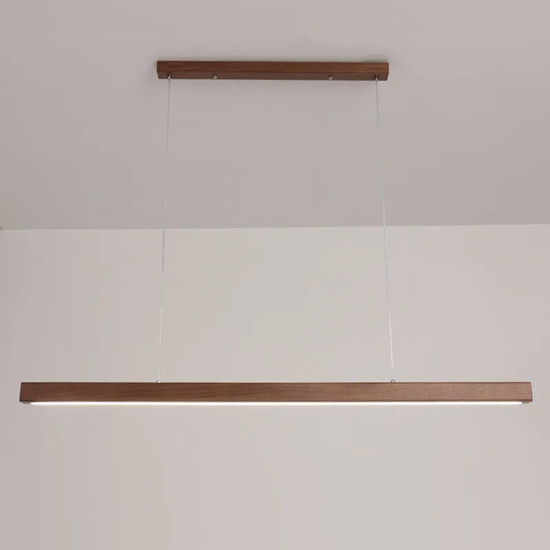 Dimmable Wooden Pendant Lamp: Long Strip Minimalist Hanging Indoor Lighting