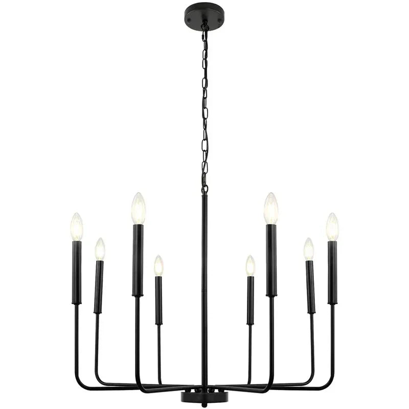 Modern Farmhouse 8-Light Brass & Black Candle Chandelier