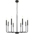 Modern Farmhouse 8-Light Brass & Black Candle Chandelier