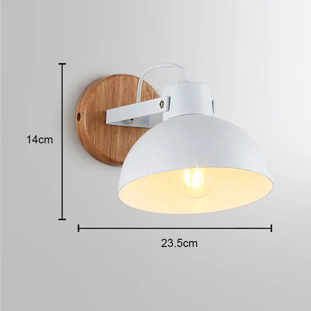 Modern Nordic Wooden Wall Lights Bedside Sconce by - White Lampshade, E27