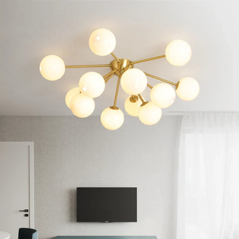 Glass Ball LED Ceiling Chandelier for Modern Living Room and Bedroom Lighting