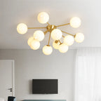 Glass Ball LED Ceiling Chandelier for Modern Living Room and Bedroom Lighting