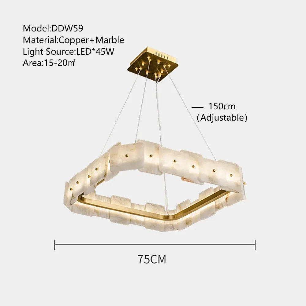 LED Marble Chandelier: Modern Lighting for Living Room, Bedroom, or Restaurant.
