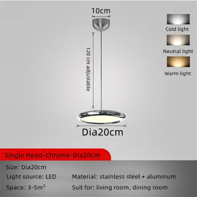 Circular Dining Pendant Chandelier LED Light for Kitchen, Living Room & Bedroom