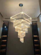 Modern Aluminum Chain Tassel Chandelier for Living Room Hotel, Artistic Large Size