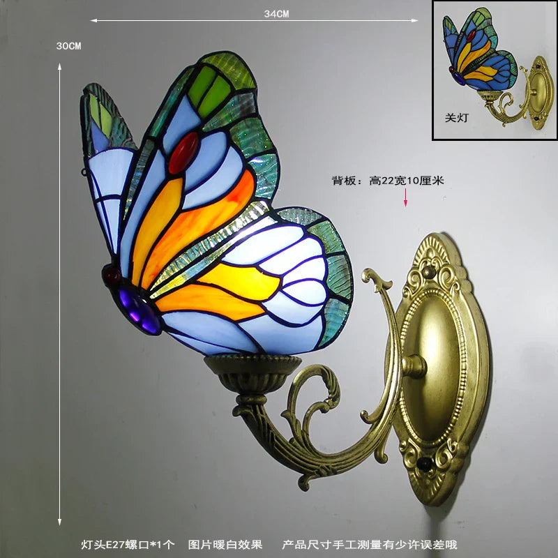 Butterfly Stained Glass Wall Sconces for Home Living Room Bedroom Lighting