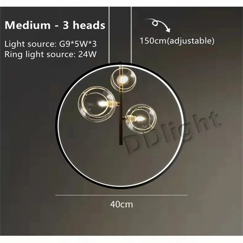 Glass Bubble LED Chandelier Dining Room Pendant Lighting