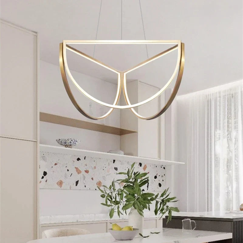Stainless Steel LED Chandelier, Elegant Half Circle Pendant Lamp for Home and Hotel